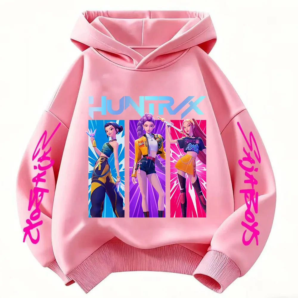 KPop Demon Hunters Huntrix Hoodie Kids Clothes Princess Girls Clothes Fashion Kids Clothes Spring and Autumn Sweatshirt Tops Fo
