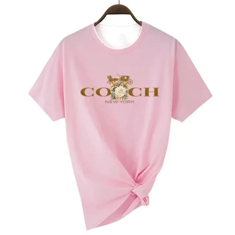 Spring/Summer 2026 Women's T-shirt Luxury Printed O-neck Top Pattern Short Sleeve Hip Hop T-shirt Women's Summer Alphabet