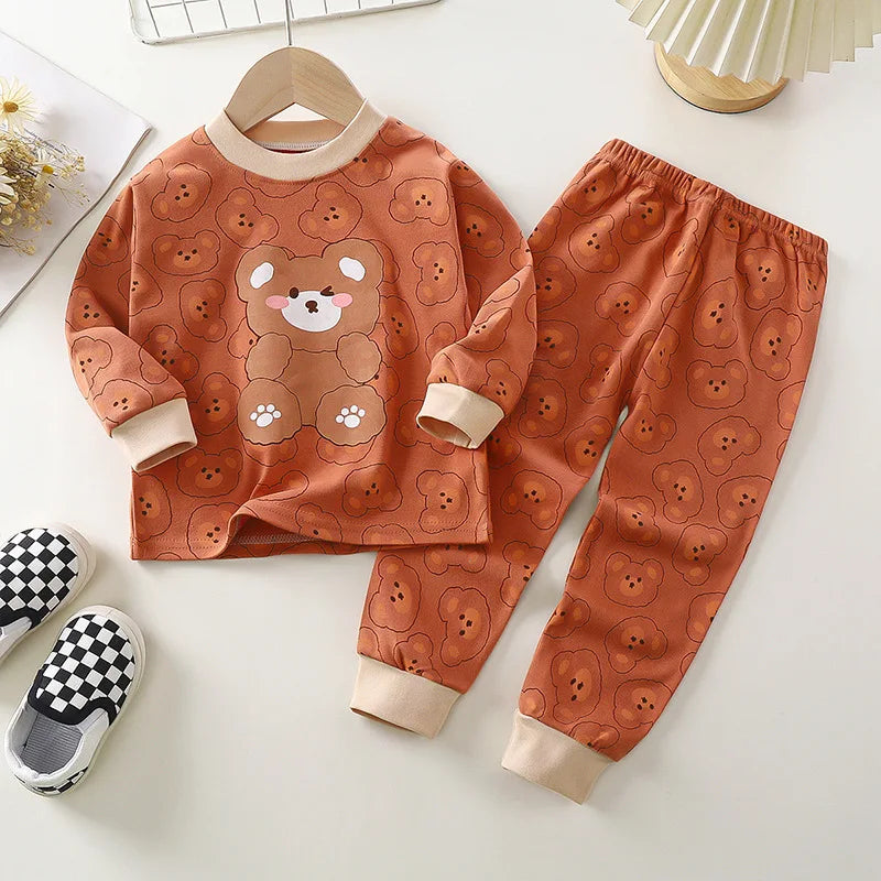 Spring Autumn Children's Clothing Sets Cartoon Sleepwear Clothes Kids Pajamas Set Baby Girls Cotton Pyjamas