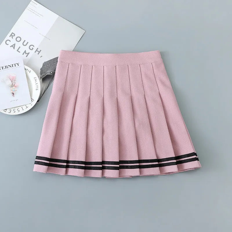 High-Waisted Skirt Elastic Pink Fairy Grunge Black Mini Pleated Skirt Woman Fashion 2022 Summer Clothes School Girl Uniform