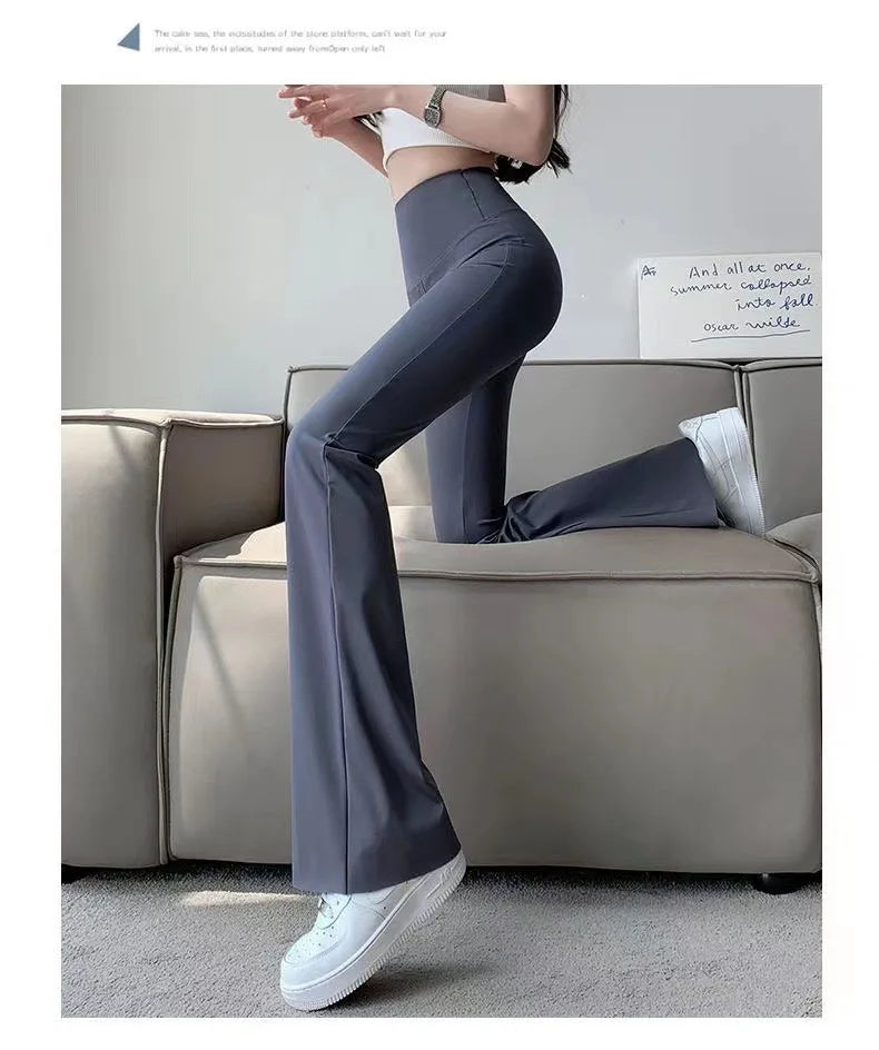 Women Bell Bottom Slim High Waist Solid Sexy Shark Flare Pants Fashion Casual Streetwear High Elastic Butt Lift Skinny Leggings