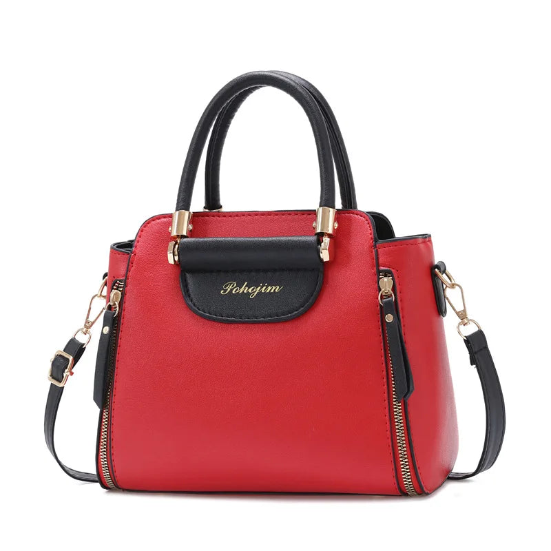 Women Color Block Handbag Large Capacity Tote Bag Fashion Shoulder Crossbody Bag Korean Style Purse