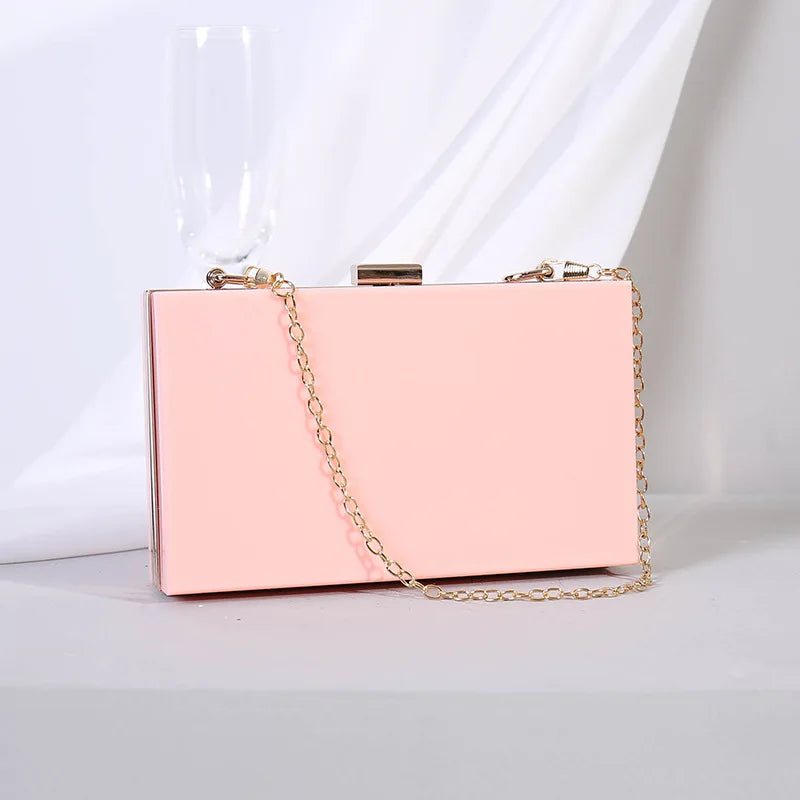 Fashion Clear Clutch Box Cute Acrylic Case Transparent Cross-body Bag Handbag Chain Shoulder Evening Bags