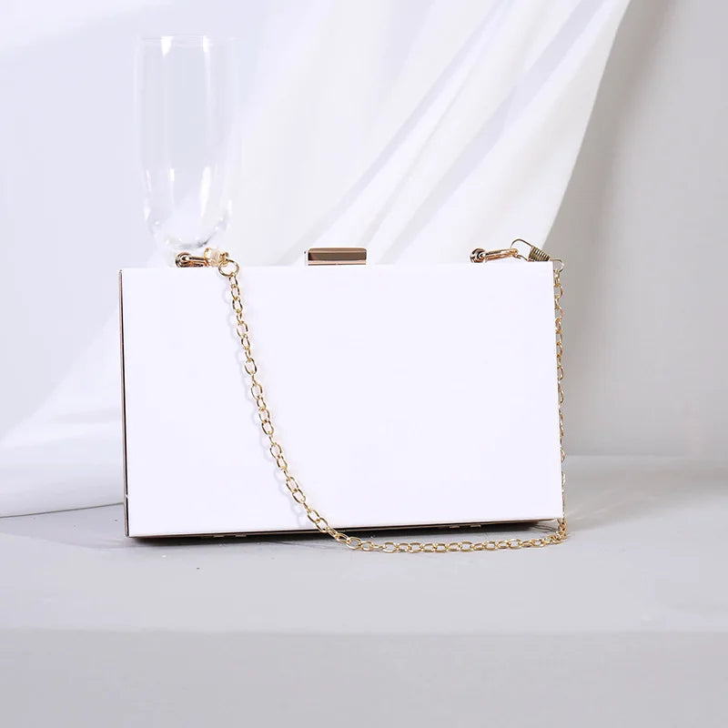 Fashion Clear Clutch Box Cute Acrylic Case Transparent Cross-body Bag Handbag Chain Shoulder Evening Bags