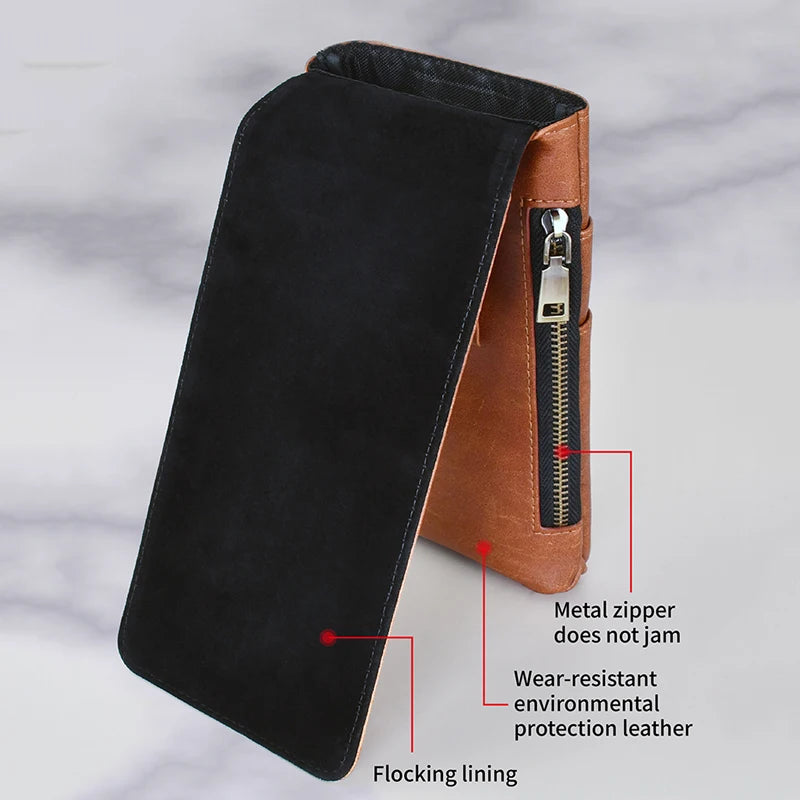 Wholesale Universal Outdoor Leather Running Belt Waist Wallet Mobile Phone Bag for Men Cellphone Bags