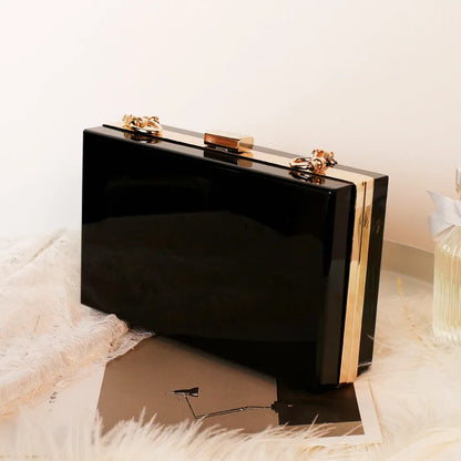Fashion Clear Clutch Box Cute Acrylic Case Transparent Cross-body Bag Handbag Chain Shoulder Evening Bags