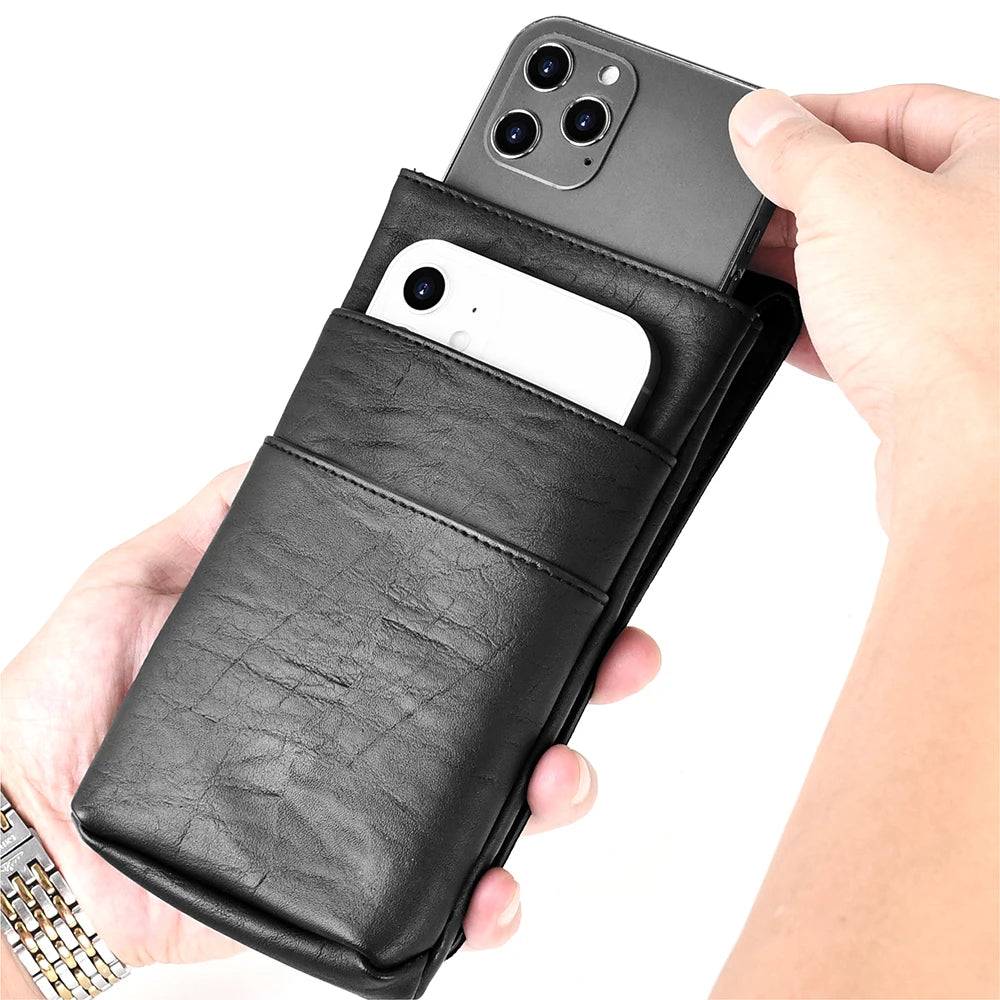 Wholesale Universal Outdoor Leather Running Belt Waist Wallet Mobile Phone Bag for Men Cellphone Bags