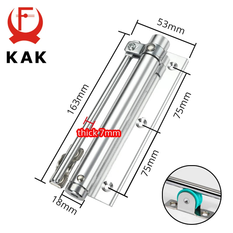 KAK Adjustable Door Closer Aluminum Alloy Automatic Door Spring Closer Soft Close Fire-proof Door Heavy Duty Door Hardware