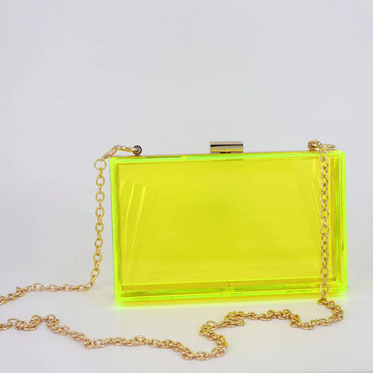 Fashion Clear Clutch Box Cute Acrylic Case Transparent Cross-body Bag Handbag Chain Shoulder Evening Bags