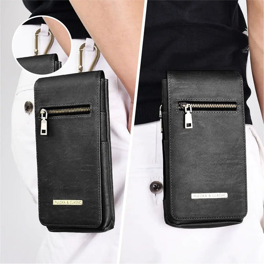 Wholesale Universal Outdoor Leather Running Belt Waist Wallet Mobile Phone Bag for Men Cellphone Bags