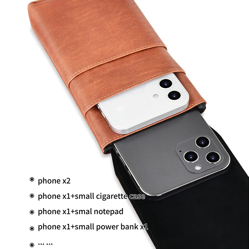 Wholesale Universal Outdoor Leather Running Belt Waist Wallet Mobile Phone Bag for Men Cellphone Bags