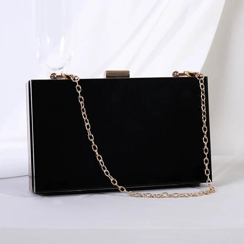 Fashion Clear Clutch Box Cute Acrylic Case Transparent Cross-body Bag Handbag Chain Shoulder Evening Bags