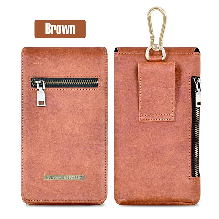Wholesale Universal Outdoor Leather Running Belt Waist Wallet Mobile Phone Bag for Men Cellphone Bags