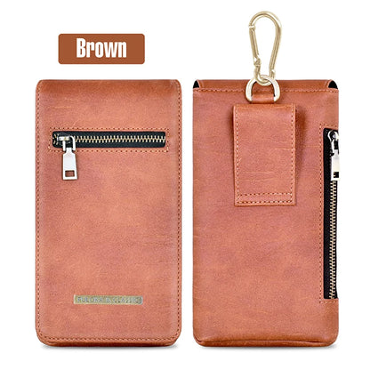 Wholesale Universal Outdoor Leather Running Belt Waist Wallet Mobile Phone Bag for Men Cellphone Bags