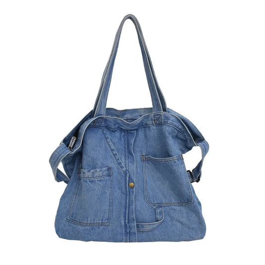 Retro Style Durable Denim Sewing Designer Messenger Bags for Shopping High Capacity Zipper Closure Crossbody Shoulder Bags
