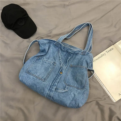Retro Style Durable Denim Sewing Designer Messenger Bags for Shopping High Capacity Zipper Closure Crossbody Shoulder Bags
