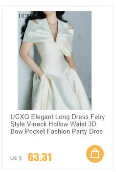UCXQ Korean Style 3D Flower Sequin Lace Strapless Dress Elegant Multi-color Mesh Long Dresses Women 2025 New Spring Summer A7877
