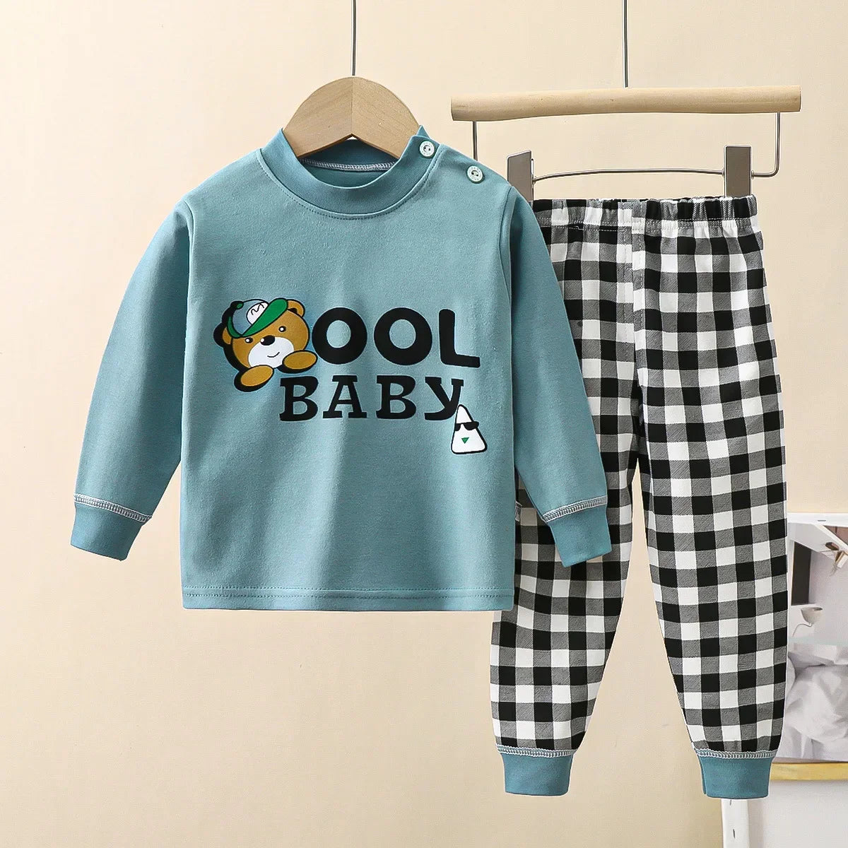 New 2024 Kids Underwear Clothing Sets Boys Girls Pure Cotton Cute Cartoon Dinosaur T-shirt Top with Pants Baby Autumn Pajamas