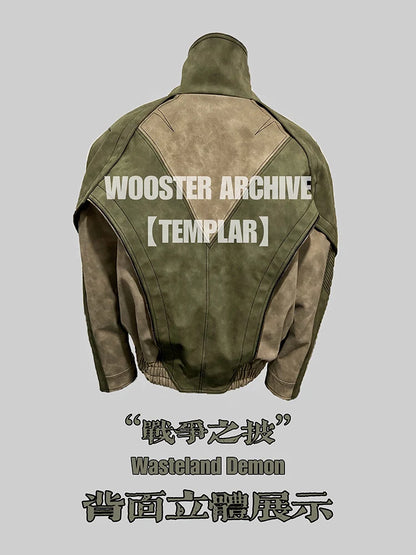 Mauroicardi Spring Autumn Cool Handsome Windproof Oversized Distressed Patchwork Pu Leather Jacket Men Zip Up European Fashion