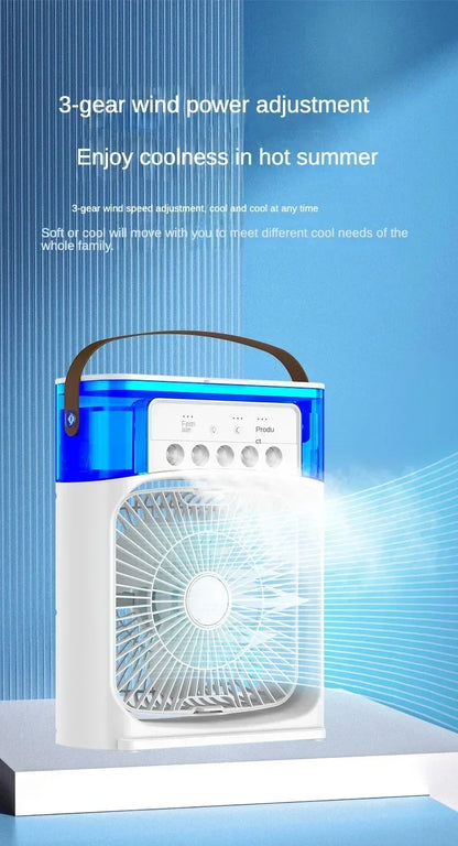 Motorcycle 3 in 1 USB Mini Air Conditioner Portable Cooling Fan with Humidifier and Night Light for Home Office Desktop Amagi