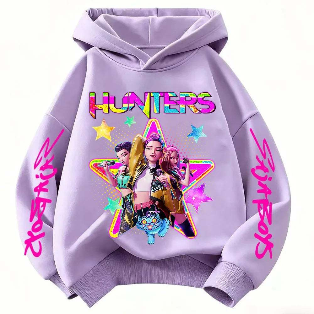 KPop Demon Hunters Huntrix Hoodie Kids Clothes Princess Girls Clothes Fashion Kids Clothes Spring and Autumn Sweatshirt Tops Fo