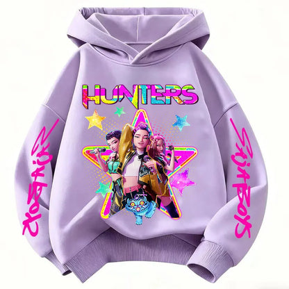 KPop Demon Hunters Huntrix Hoodie Kids Clothes Princess Girls Clothes Fashion Kids Clothes Spring and Autumn Sweatshirt Tops Fo