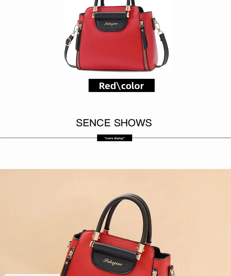 Women Color Block Handbag Large Capacity Tote Bag Fashion Shoulder Crossbody Bag Korean Style Purse