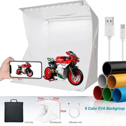 12" 30cm Folding Lightbox Portable Photography LED Photo Studio Shooting Tent Softbox Background Kit MINI Light Box DSLR Camera