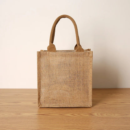 Women's jute tote bag large capacity shopping bag travel storage bag open mouth men's handbag