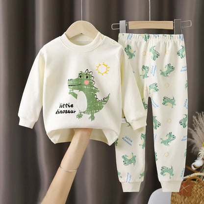 Kids Autumn Casual Pajamas Boys Girls Cute Cartoon Unicorn Long Sleeve T-Shirt + Pants Pyjamas Toddler Baby Warm Clothing Sets