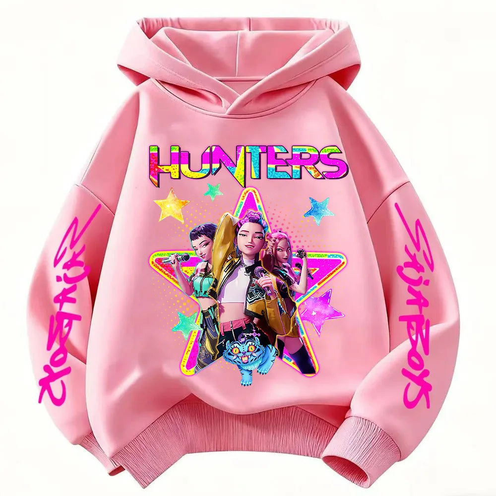KPop Demon Hunters Huntrix Hoodie Kids Clothes Princess Girls Clothes Fashion Kids Clothes Spring and Autumn Sweatshirt Tops Fo