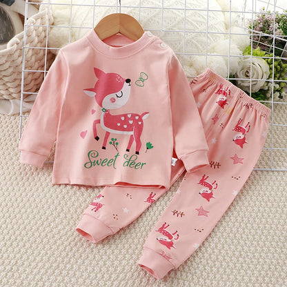 Spring Autumn Kids Pajamas Set Unisex Children Dino Bear Animal Cartoon Sleepwear Boys and Girls Homewear Casual Clothing 1-10Y