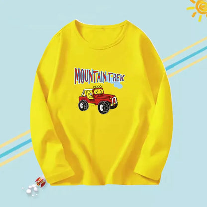 2023 Boys Autumn T-shirts Cartoon Steamer T-shirt for Boy Autumn Long Sleeve O-Neck T-shirts Children's Autumn Spring Cotton Tee