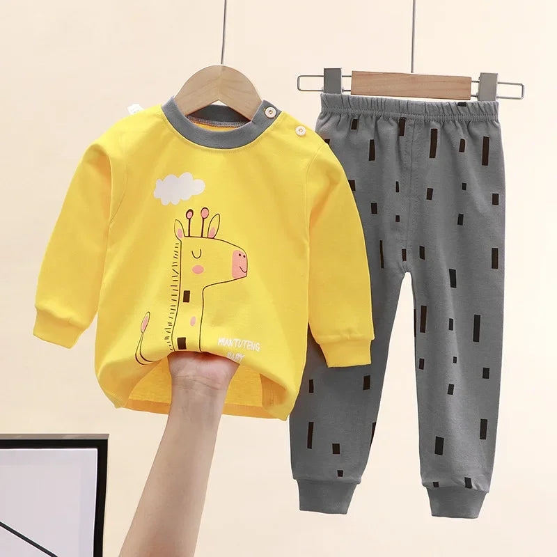 Animal Sleepwear Children Pajamas Sets Unisex Kids Autumn Clothing Durable Soft Warm Comfort Baby Fall Clothes Cartoon
