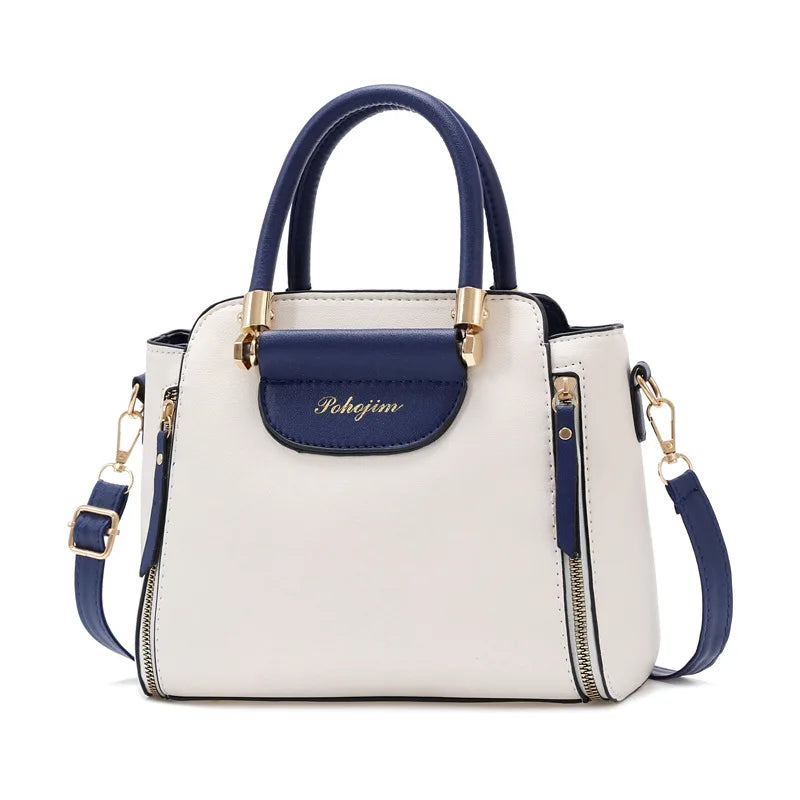 Women Color Block Handbag Large Capacity Tote Bag Fashion Shoulder Crossbody Bag Korean Style Purse