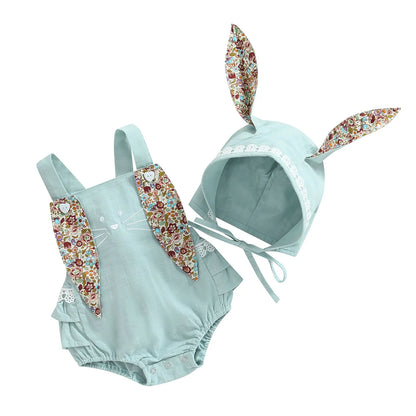 ma&baby 0-18M Easter Toddler Newborn Infant Baby Girl Romper Cute Floral Bunny Ear Rabbit Pompom Jumpsuit Overalls D01