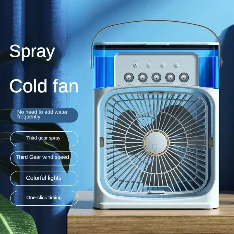 Motorcycle 3 in 1 USB Mini Air Conditioner Portable Cooling Fan with Humidifier and Night Light for Home Office Desktop Amagi