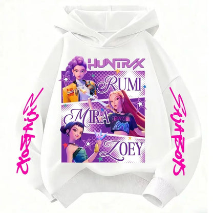 KPop Demon Hunters Huntrix Hoodie Kids Clothes Princess Girls Clothes Fashion Kids Clothes Spring and Autumn Sweatshirt Tops Fo