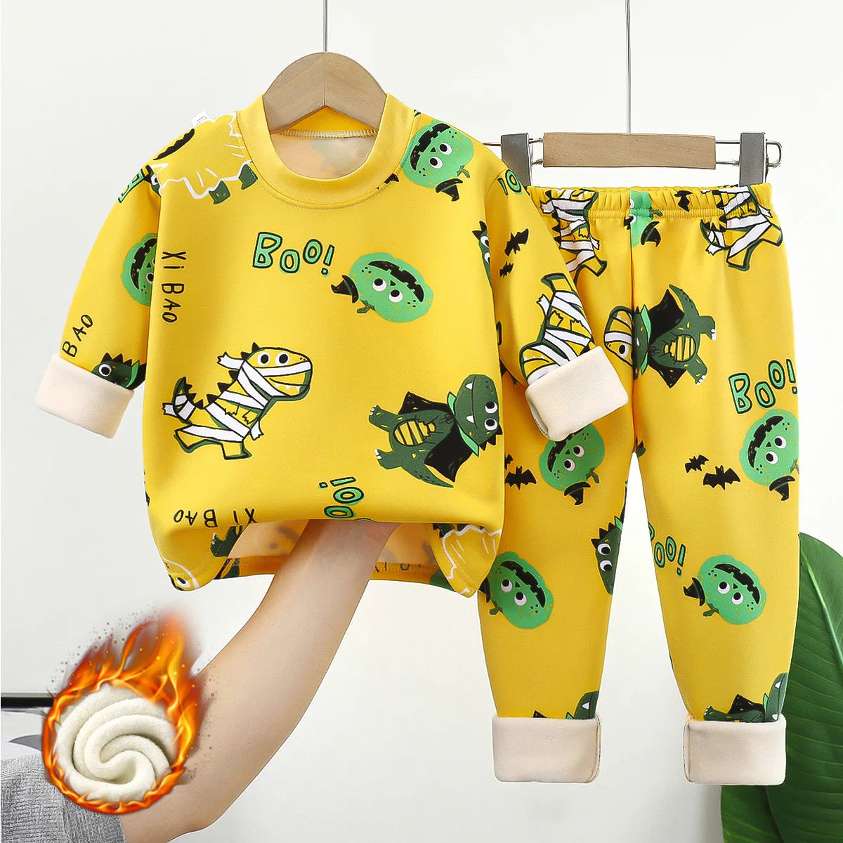 New 2025 Autumn Winter Kids Thicken Warm Pajamas Baby Boys Girls Cartoon Long Sleeve Pyjamas Toddler Sleepwear Clothing Sets