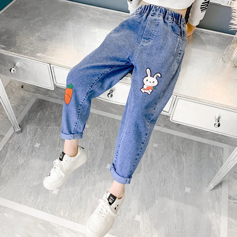 Jeans For Girls 2023 New Fashion Spring Jeans Girls Denim Pants Children's Jeans Casual Style Teenage Costumes For Girls 2-14 Y