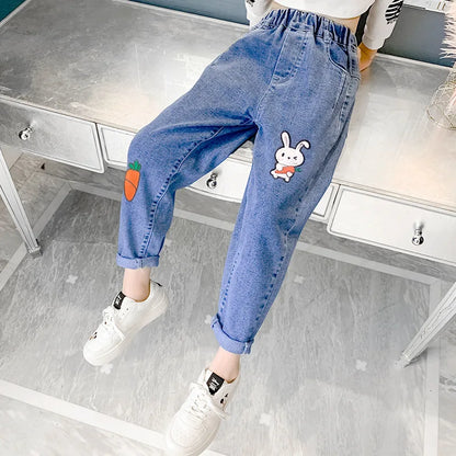 Jeans For Girls 2023 New Fashion Spring Jeans Girls Denim Pants Children's Jeans Casual Style Teenage Costumes For Girls 2-14 Y