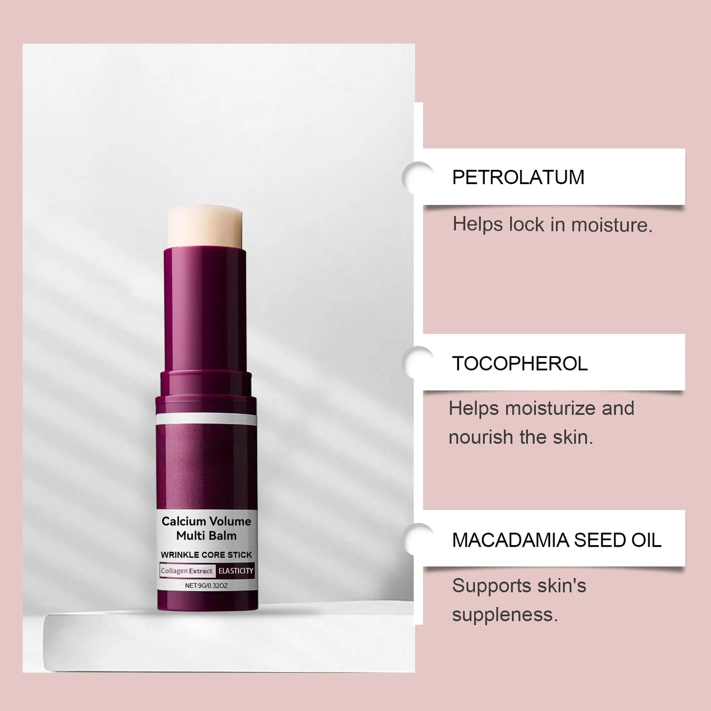 Korean Calcium Volume Multi Balm Stick Collagen Facial Moisturizing Stick Lip Balm Anti-wrinkle Cream Firming Soften Skin Care