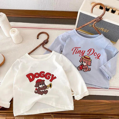 Cartoon Print Children Tshirt Long Sleeved Tops Spring/fall Kids Clothing Fashion Casual Girl Boy Bottoming Shirts O-neck Blouse