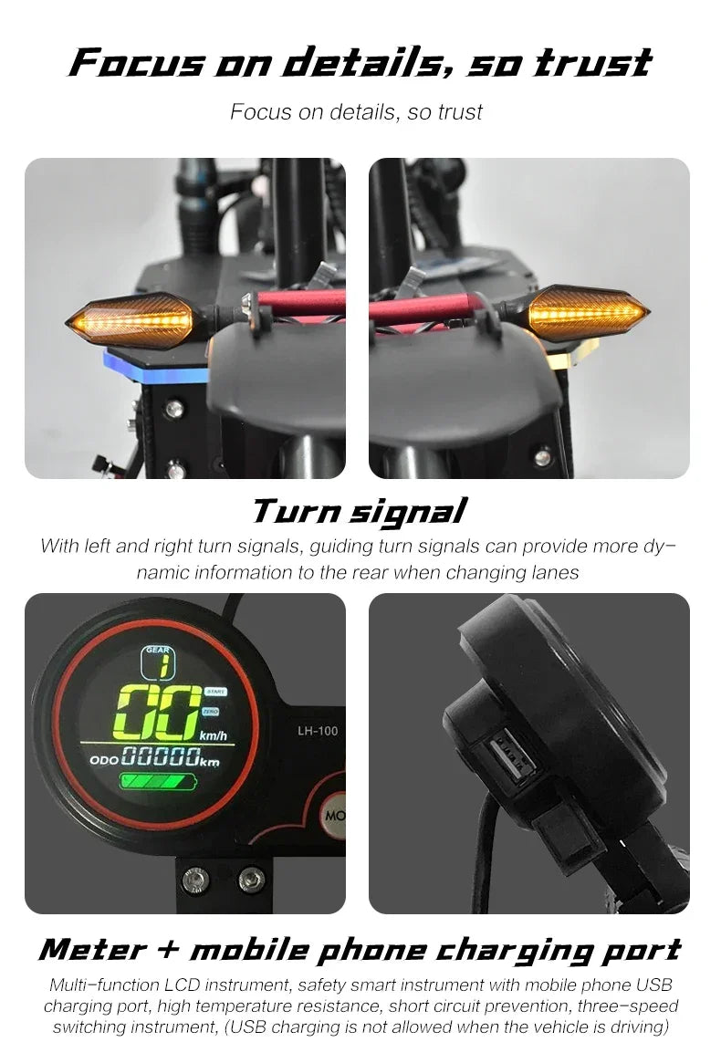 BOYUEDA S3 E-Scooter 6000W Dual Motor 60V 38AH Lithium Battery Off-road Scooters Electric 11Inch City Folding Electric Scooter