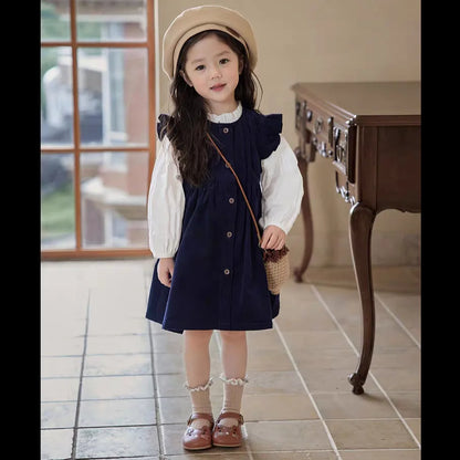 Girls’ 2-Piece Long Sleeve Top & Skirt Set – Soft Spring Autumn Outfit with Elastic Waist, Coordinated Toddler & Kids Clothes