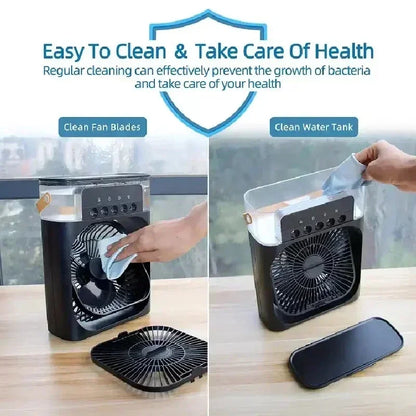 Motorcycle 3 in 1 USB Mini Air Conditioner Portable Cooling Fan with Humidifier and Night Light for Home Office Desktop Amagi