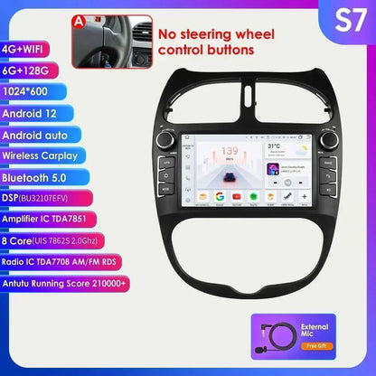 7862 Android Car Radio Player for Peugeot 206 206CC 206SW 2000 -2008 Car Stereo Multimedia Audio Wireless Carplay 7inch headunit