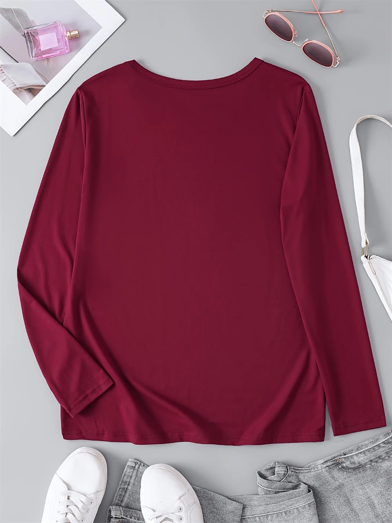 100% pure cotton women's spring and autumn loose comfortable eye pattern printed long sleeved round neck T-shirt
