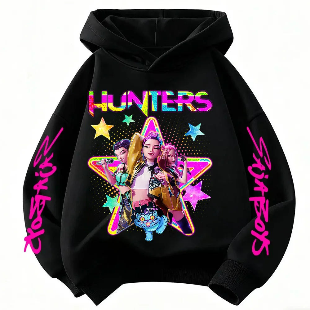 KPop Demon Hunters Huntrix Hoodie Kids Clothes Princess Girls Clothes Fashion Kids Clothes Spring and Autumn Sweatshirt Tops Fo