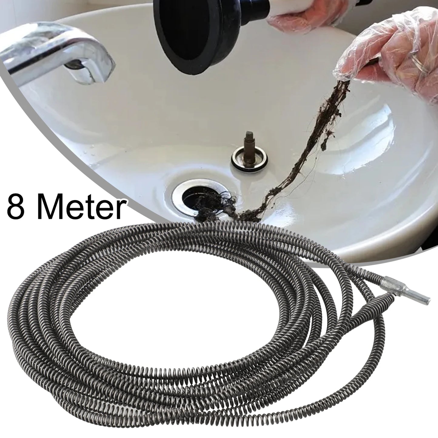 1pc 5/8/10m Pipe Dredging Tool Spring Pipe Sewer Pipe Unblocker Athroom Kitchen Drain Cleaner Sink Basin Pipeline Clogged Tool